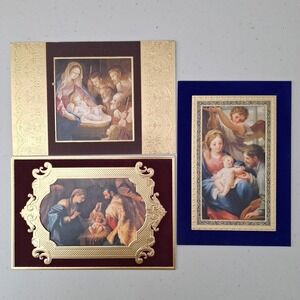 Vintage Hallmark Christmas Greeting Cards Heavy Weight Embossed Velvet, Set of 3